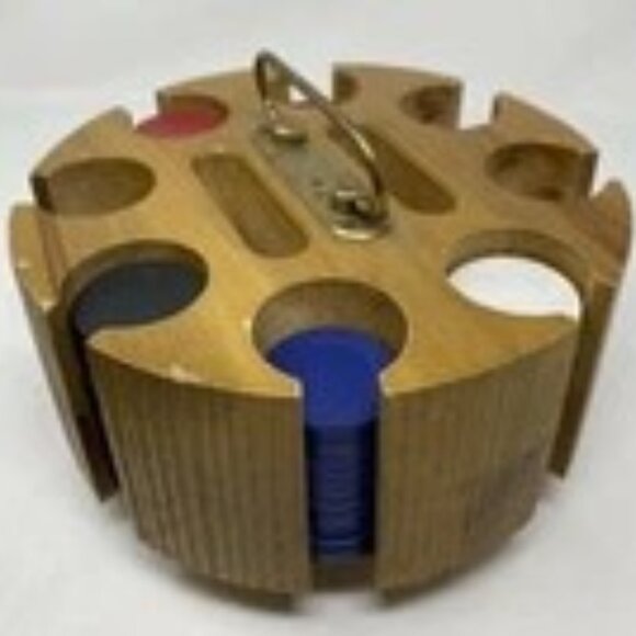 Vintage Wooden Poker Chip Carousel - Picture 1 of 8